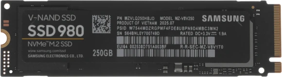 Накопитель SSD Samsung PCIe 3.0 x4 250GB MZ-V8V250BW 980 M.2 2280