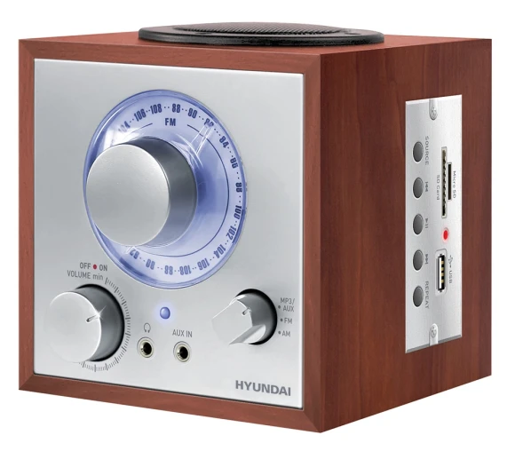 Радиоприемник настольный Hyundai H-SRS200 вишня USB SD/microSD Радиоприемник настольный Hyundai H-SRS200 вишня USB SD/microSD