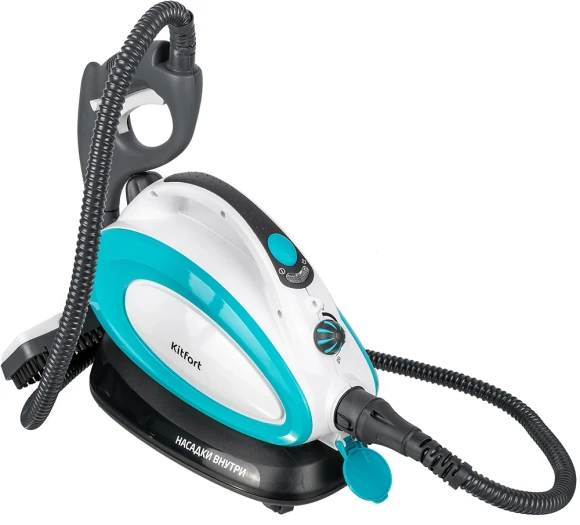 Пароочиститель напольный Kitfort КТ-914 1500Вт белый/голубой
