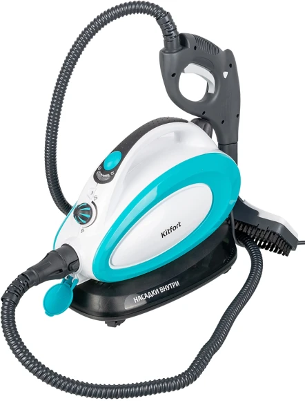 Пароочиститель напольный Kitfort КТ-914 1500Вт белый/голубой