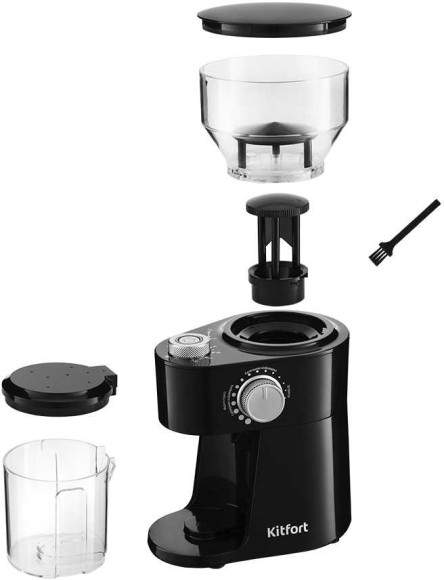Кофемолка Kitfort КТ-741 200Вт сист.помол.:жернова вместим.:230гр черный