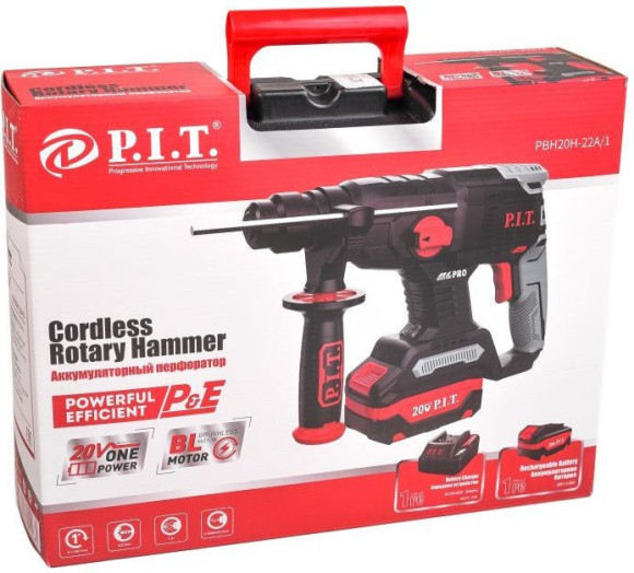 Перфоратор P.I.T. PBH20H-22A/1 патрон:SDS-plus уд.:1.5Дж аккум. (кейс в комплекте)