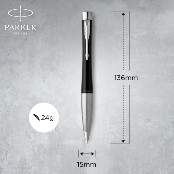 Ручка шариков. Parker Urban Core (2150858) Muted Black CT M черн. черн. подар.кор.европод.