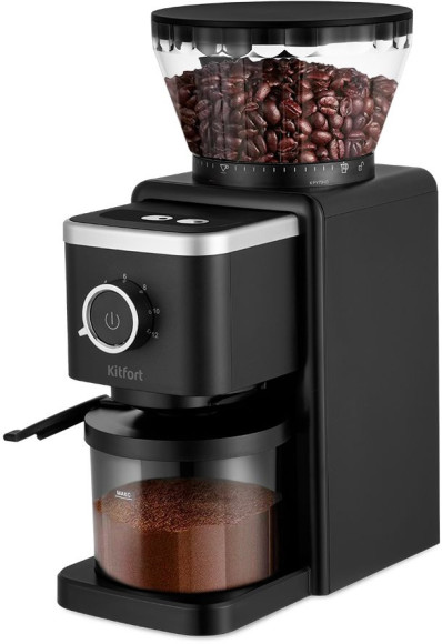 Кофемолка Kitfort КТ-7167 200Вт сист.помол.:жернова вместим.:240гр черный