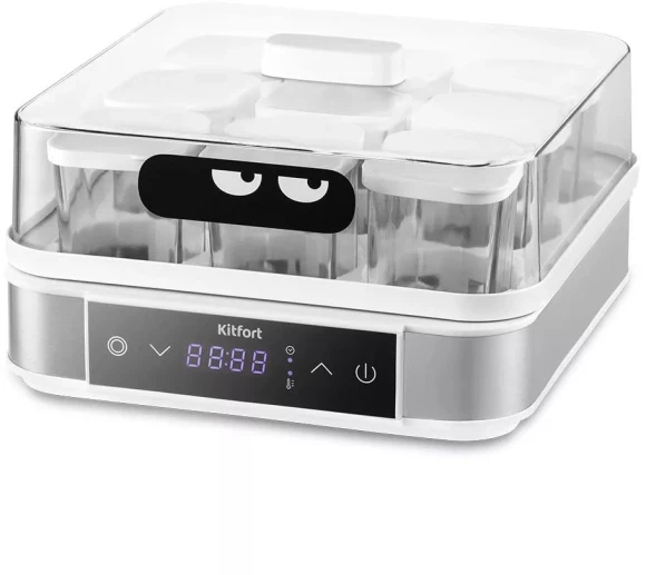 Йогуртница Kitfort КТ-4096 40Вт 9б. 170мл упр.:электрон. серебристый/белый