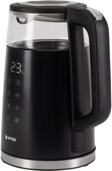 Чайник электрический Vitek VT-8827 1.7л. 2200Вт черный корпус: стекло/металл