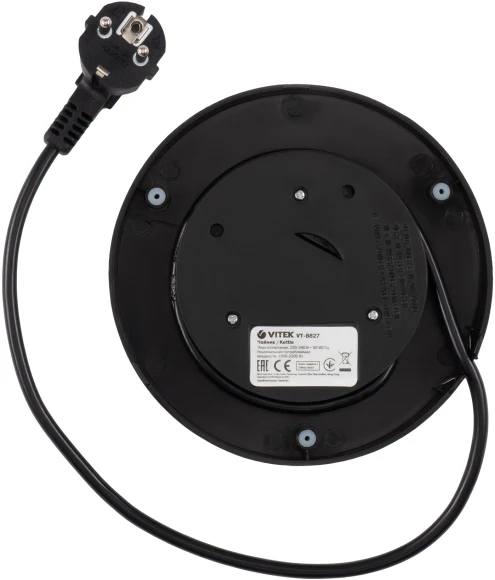 Чайник электрический Vitek VT-8827 1.7л. 2200Вт черный корпус: стекло/металл