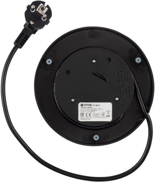 Чайник электрический Vitek VT-8827 1.7л. 2200Вт черный корпус: стекло/металл