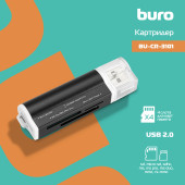 Устройство чтения карт памяти USB2.0 Buro BU-CR-3101 черный Устройство чтения карт памяти USB2.0 Buro BU-CR-3101 черный