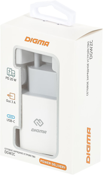 Сетевое зар./устр. Digma DGW2C 20W 3A (PD) USB-C универсальное белый (DGW2C0F010WH) Сетевое зар./устр. Digma DGW2C 20W 3A (PD) USB-C универсальное белый (DGW2C0F010WH)