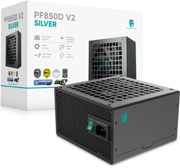 Блок питания Deepcool ATX 850W PF850D V2 80+ silver (20+4pin) APFC 120mm fan 3xSATA RTL Блок питания Deepcool ATX 850W PF850D V2 80+ silver (20+4pin) APFC 120mm fan 3xSATA RTL