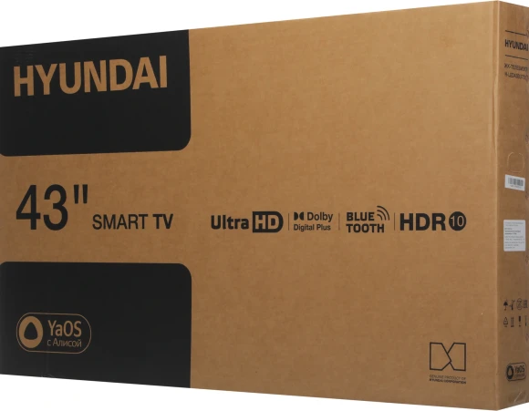 Телевизор LED Hyundai 43" H-LED43BU7012 YaOS Frameless черный/черный 4K Ultra HD 60Hz DVB-T DVB-T2 DVB-C DVB-S DVB-S2 USB WiFi Smart TV