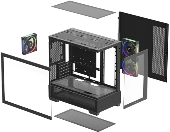Корпус Deepcool CG380 3F черный без БП mATX 6x120mm 3x140mm 2xUSB3.0 audio bott PSU