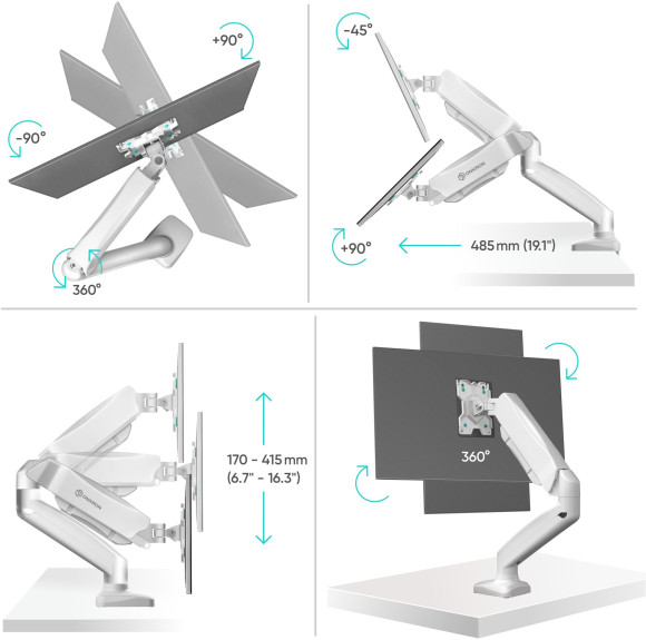 Кронштейн для мониторов Onkron G80W белый 13"-32" макс.8кг настольный поворот и наклон верт.перемещ. Кронштейн для мониторов Onkron G80W белый 13"-32" макс.8кг настольный поворот и наклон верт.перемещ.