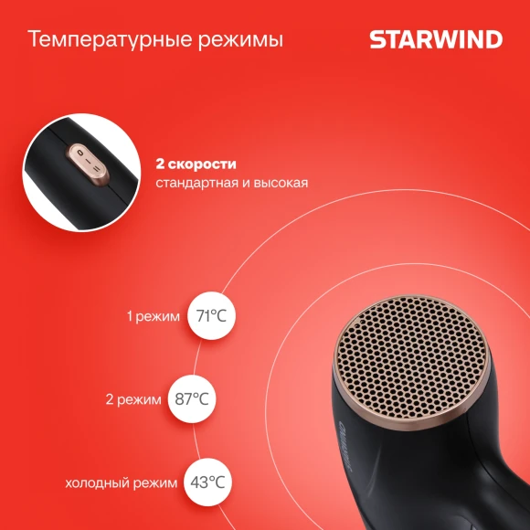Фен Starwind SHD 6055 1600Вт черный Фен Starwind SHD 6055 1600Вт черный