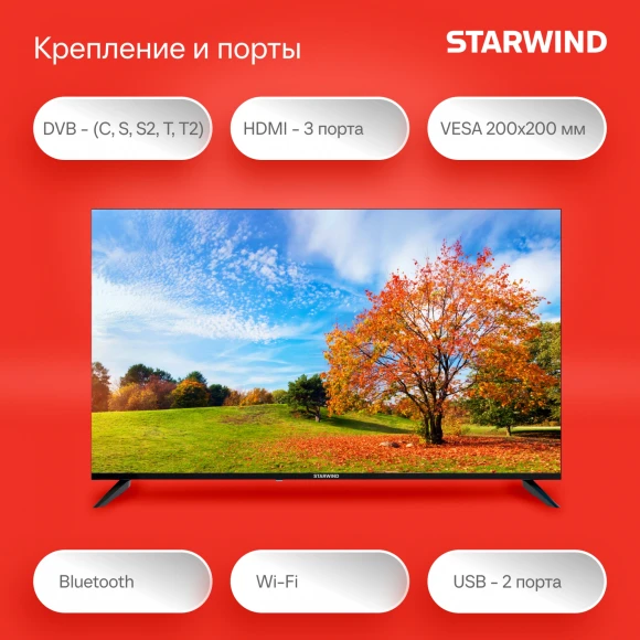 Телевизор LED Starwind 50" SW-LED50UG403 Яндекс.ТВ Frameless черный 4K Ultra HD 60Hz DVB-T DVB-T2 DVB-C DVB-S DVB-S2 USB WiFi Smart TV Телевизор LED Starwind 50" SW-LED50UG403 Яндекс.ТВ Frameless черный 4K Ultra HD 60Hz DVB-T DVB-T2 DVB-C DVB-S DVB-S2 USB WiFi Smart TV