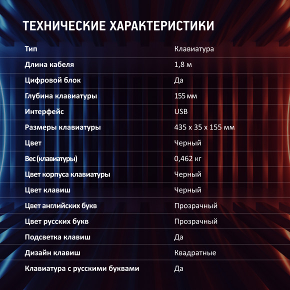 Клавиатура Оклик 709G черный USB for gamer LED (1788144) кабель 1.8м Клавиатура Оклик 709G черный USB for gamer LED (1788144) кабель 1.8м