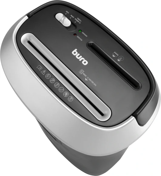 Шредер Buro Office BU-S1201 черный/серебристый с автоподачей (секр.P-4) фрагменты 12лист. 25лтр. скрепки скобы пл.карты CD