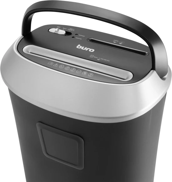 Шредер Buro Office BU-S1201 черный/серебристый с автоподачей (секр.P-4) фрагменты 12лист. 25лтр. скрепки скобы пл.карты CD