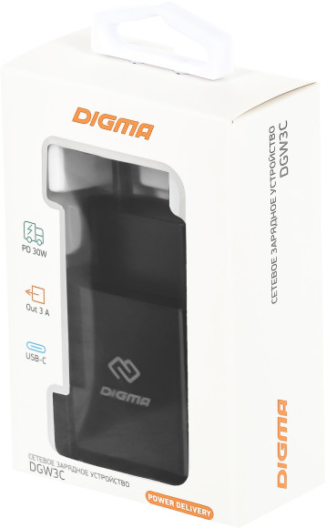 Сетевое зар./устр. Digma DGW3C 30W 3A (PD) USB-C универсальное черный (DGW3C0F010BK) Сетевое зар./устр. Digma DGW3C 30W 3A (PD) USB-C универсальное черный (DGW3C0F010BK)