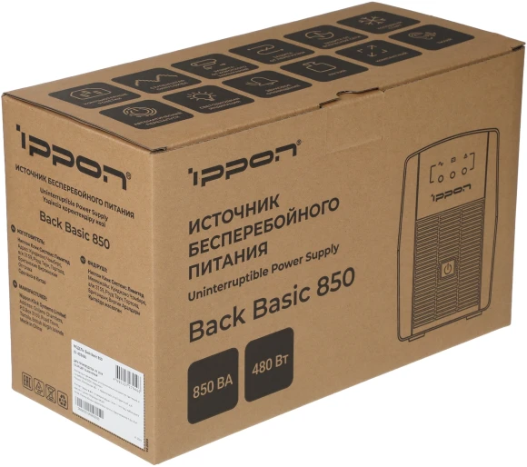 Источник бесперебойного питания Ippon Back Basic 850 480Вт 850ВА черный