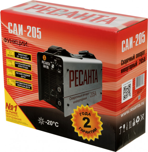 Сварочный аппарат Ресанта САИ205 инвертор ММА DC 7.3кВт