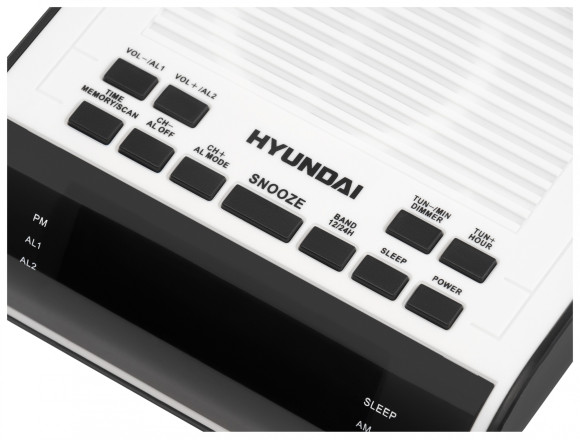 Радиобудильник Hyundai H-RCL100 белый LED подсв:красная часы:цифровые FM