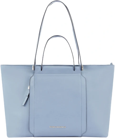 Деловая сумка женская Piquadro Lyra BD4574W92T/BLU с отделением для ноутбука 14" темно-синяя нейлон/натур.кожа