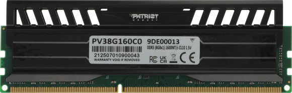 Память DDR3 8Gb 1600MHz Patriot PV38G160C0 Viper 3 RTL PC3-12800 CL10 DIMM 240-pin 1.5В с радиатором Ret