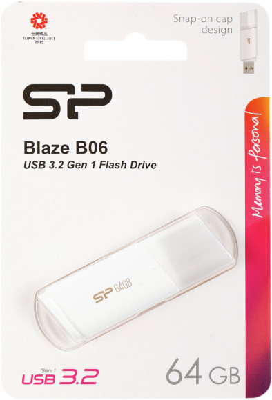 Флеш Диск Silicon Power 64Gb Blaze B06 SP064GBUF3B06V1W USB3.0 белый