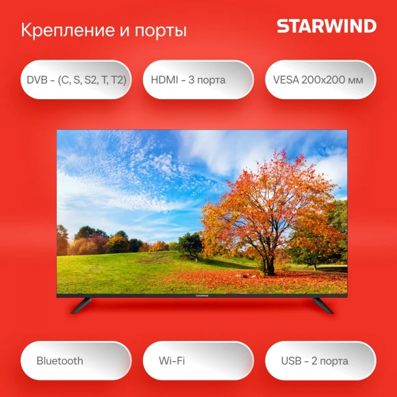 Телевизор LED Starwind 55" SW-LED55UG403 Яндекс.ТВ Frameless черный 4K Ultra HD 60Hz DVB-T DVB-T2 DVB-C DVB-S DVB-S2 USB WiFi Smart TV Телевизор LED Starwind 55" SW-LED55UG403 Яндекс.ТВ Frameless черный 4K Ultra HD 60Hz DVB-T DVB-T2 DVB-C DVB-S DVB-S2 USB WiFi Smart TV
