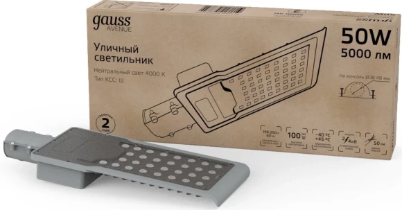 Светильник уличный Gauss Avenue 50Вт ламп.:1шт черный/серый (629534250)