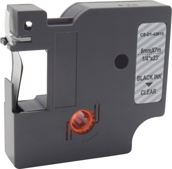 Картридж ленточный Cactus CS-D1-43610 43610 черный на прозрачном 6x7 для Dymo LM160/210D/280/PnP 420P/500TS/Rhino Pro 6000/5200/4200 без чипа