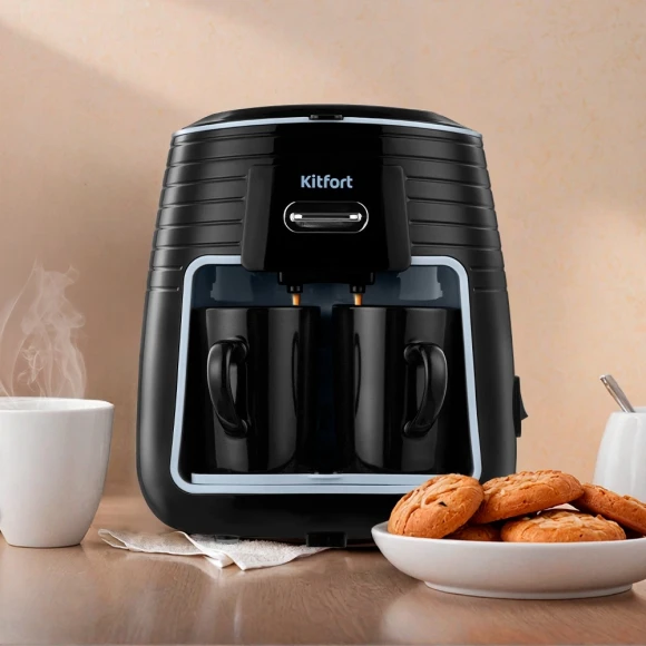 Кофеварка капельная Kitfort КТ-7447 450Вт черный/голубой