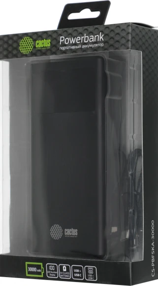 Мобильный аккумулятор Cactus CS-PBFSKA-30000 30000mAh 22.5W 4.5A USB-A/USB-C черный