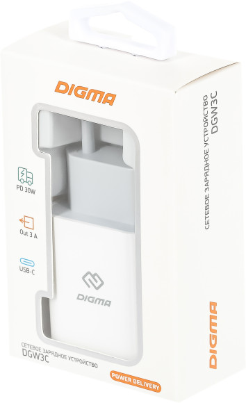 Сетевое зар./устр. Digma DGW3C 30W 3A (PD) USB-C универсальное белый (DGW3C0F010WH) Сетевое зар./устр. Digma DGW3C 30W 3A (PD) USB-C универсальное белый (DGW3C0F010WH)