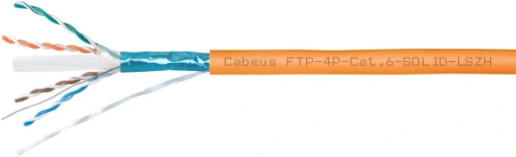 Кабель информационный Cabeus FTP-4P-CAT.6-SOLID-LSZH кат.6 SF/UTP 4 пары 0.55AWG LSZH внутренний 305м оранжевый Кабель информационный Cabeus FTP-4P-CAT.6-SOLID-LSZH кат.6 SF/UTP 4 пары 0.55AWG LSZH внутренний 305м оранжевый