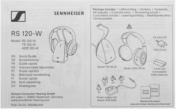 Наушники накладные Sennheiser RS 120-W черный беспроводные bluetooth в ушной раковине (700171 RS 120-W)