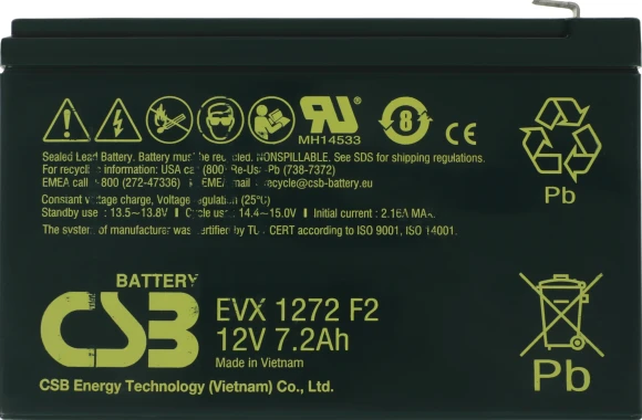 Батарея для ИБП CSB EVX1272 F2 12В 7.2Ач Батарея для ИБП CSB EVX1272 F2 12В 7.2Ач
