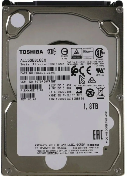 Жесткий диск Toshiba SAS 3.0 1800Gb AL15SEB18EQ Server (10500rpm) 128Mb 2.5"