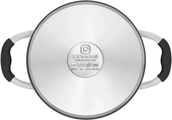 Кастрюля Rondell Stern RDS-010 3.9л. d=20см (с крышкой) т.серый Кастрюля Rondell Stern RDS-010 3.9л. d=20см (с крышкой) т.серый