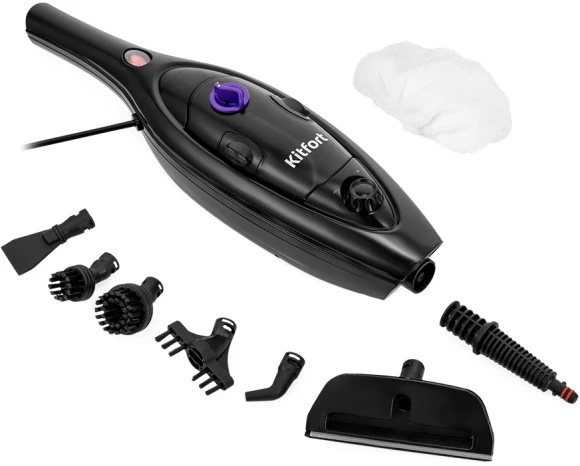 Швабра паровая Kitfort КТ-1061 1300Вт черный/фиолетовый Швабра паровая Kitfort КТ-1061 1300Вт черный/фиолетовый