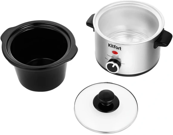 Медленноварка Kitfort КТ-205 1.5л 120Вт серебристый/черный