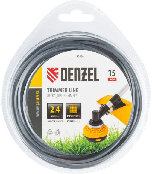 Леска для садовых триммеров Denzel Aluflex d=2.4мм L=15м (96834)