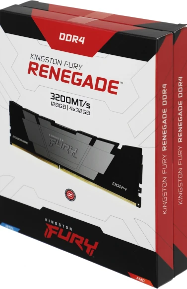 Память DDR4 4x32GB 3200MHz Kingston KF432C16RB2K4/128 Fury Renegade Black RTL Gaming PC4-25600 CL16 DIMM 288-pin 1.35В kit dual rank с радиатором Ret