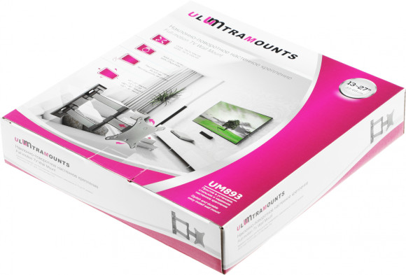 Кронштейн для телевизора Ultramounts UM893 черный 13"-27" макс.20кг настенный поворотно-выдвижной и наклонный Кронштейн для телевизора Ultramounts UM893 черный 13"-27" макс.20кг настенный поворотно-выдвижной и наклонный