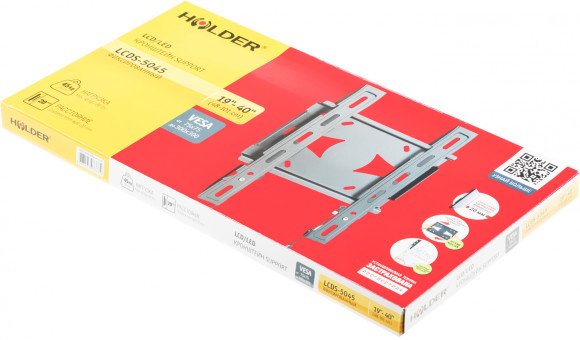 Кронштейн для телевизора Holder LCDS-5045 металлик 19"-40" макс.45кг настенный фиксированный Кронштейн для телевизора Holder LCDS-5045 металлик 19"-40" макс.45кг настенный фиксированный