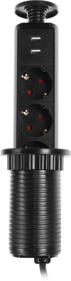 Сетевой разветвитель Premier 3R USB 1.8м (3 розетки) черный (коробка)
