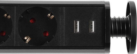 Сетевой разветвитель Premier 3R USB 1.8м (3 розетки) черный (коробка)