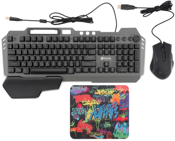 Клавиатура + мышь Оклик 700GMK клав:черный мышь:черный USB Multimedia LED (1533156)